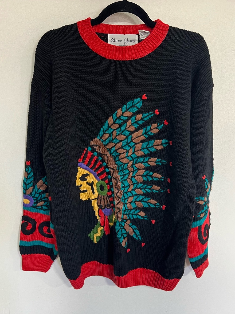 Vintage Sharon Young Native American Chunky Knit Sweater